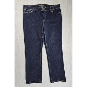 Lauren Ralph Lauren Women's Classic Straight Jeans Dark Blue Denim Sz 10P